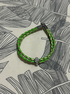 Bracelet new green with silver cross