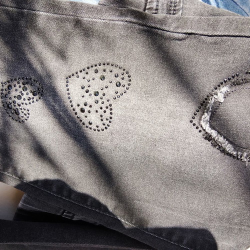 Elastic denim leggings for 14 years old like new, black and gray