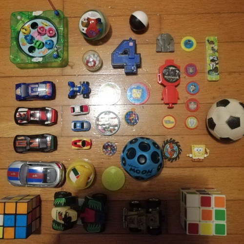 Collection of games! Toy cars, tops, Rubik's cubes, Moonball, etc.