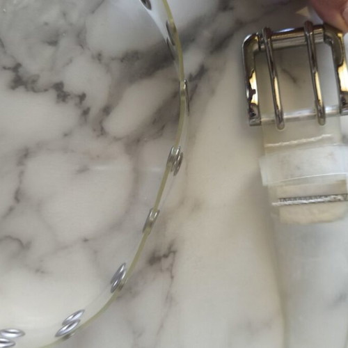 Transparent belt with metal details like new, 94cm without buckle