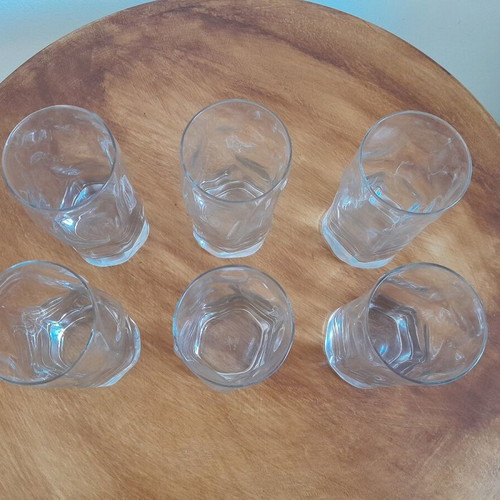 Water frappe glasses set of 6, thick glass, like new
