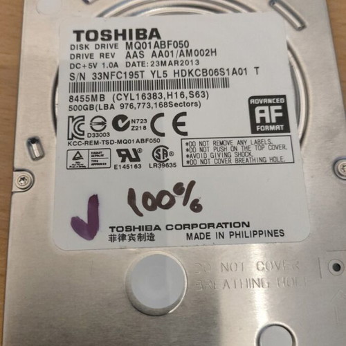 Toshiba MQ01ABF050 hard drive used, 2.5 inch SATA 3
