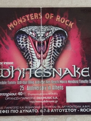 Whitesnake 2006 concert ticket used, laminated