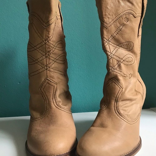 Bershka leather ankle boots like new, beige, mid-calf, size 39