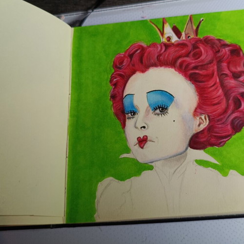 Red Queen Handmade Drawing with Colored Pencils and Markers