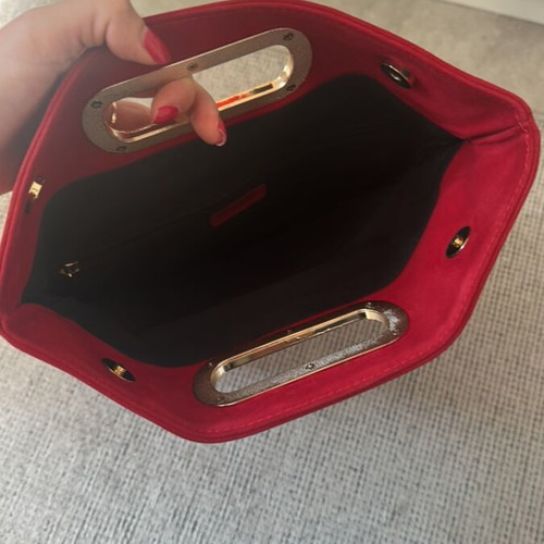 Suede leather red clutch bag NAK like new