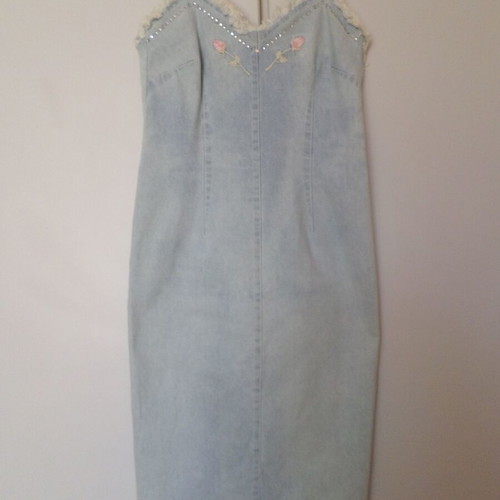 Mia denim dress S/M elastic, like new, light blue