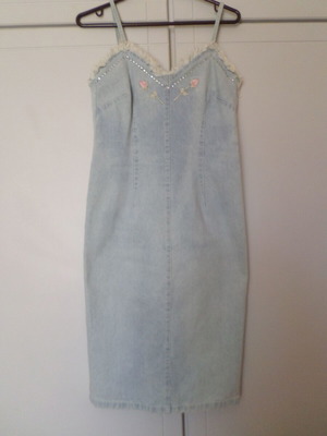 Mia denim dress S/M elastic, like new, light blue