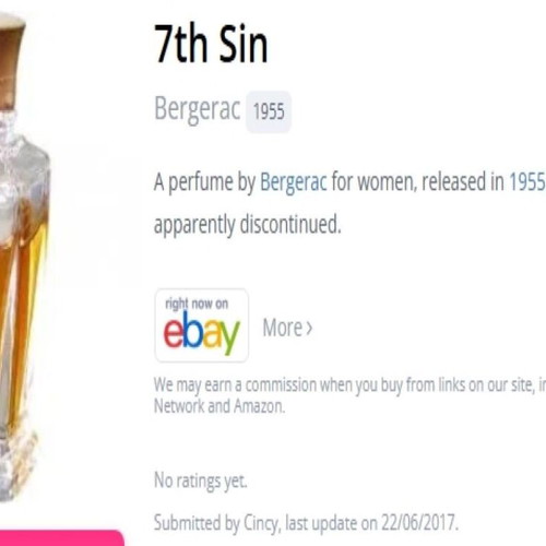 7th Sin by Bergerac perfume 75ml like new, rare women's fragrance