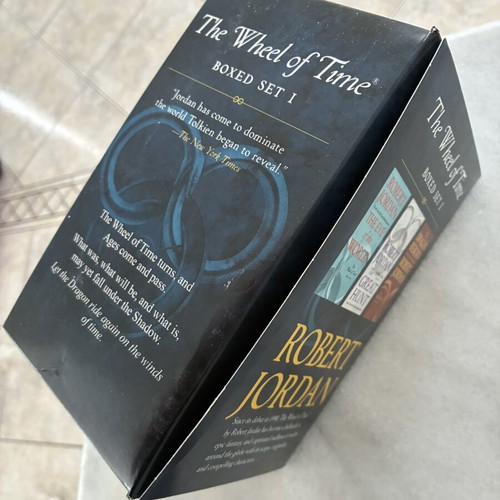 The Wheel of Time books used, first six by Robert Jordan, English