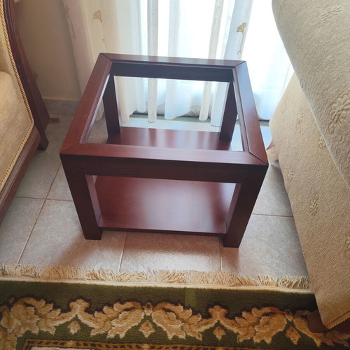 Coffee table used with missing glass top and minor scratches