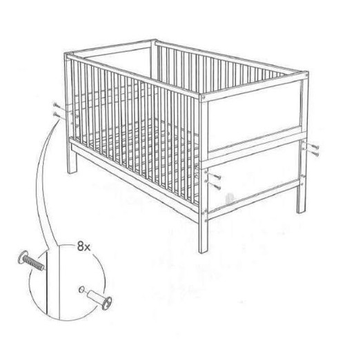 IKEA baby cot used 70x140 blue and natural beech wood