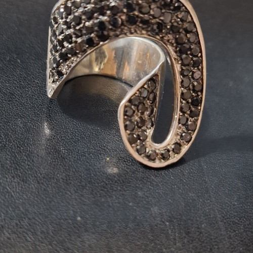 Oxette Silver Ring 9.25 with Black Zirconia New