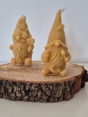 Decorative beeswax candles gnomes new, set of 2 pieces