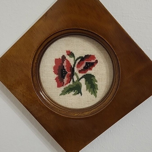 Handmade embroidered frames used, set of 3 with cross-stitch