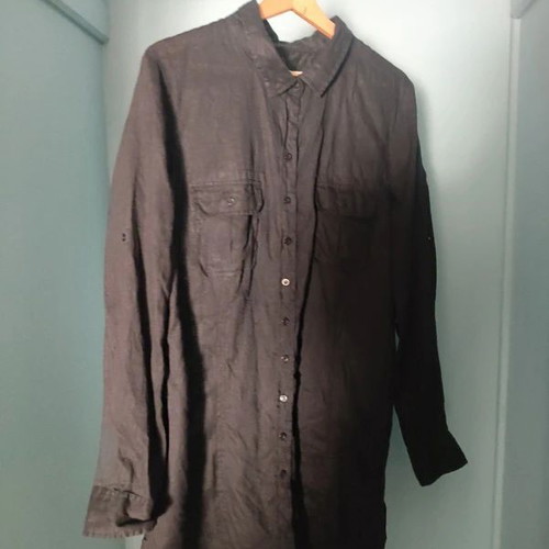 Open End black linen shirt XXL used, high quality