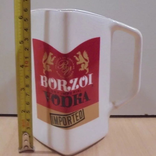 Borzoi Vodka old promotional ceramic jug used