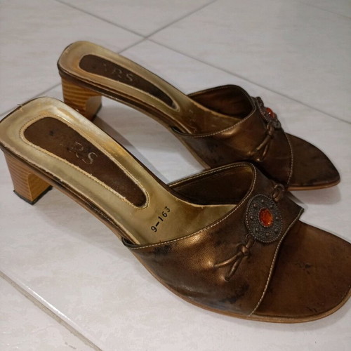Vintage Italian used mules size 38 brown-copper
