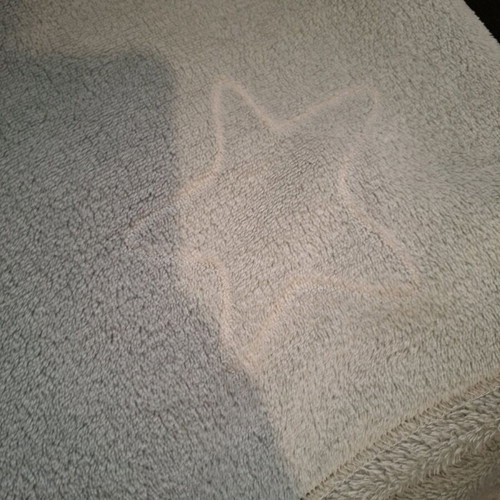 Grey baby fleece blanket with glowing stars and clouds like new