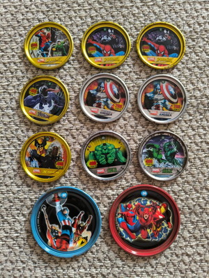 Marvel and Megaman metal tags used, pack of 30