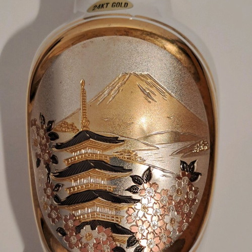 The Art of Chokin Decorative Vase 15cm 24K Gold Japan like new