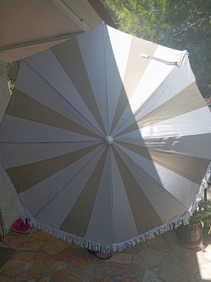 Striped garden umbrella for veranda, new