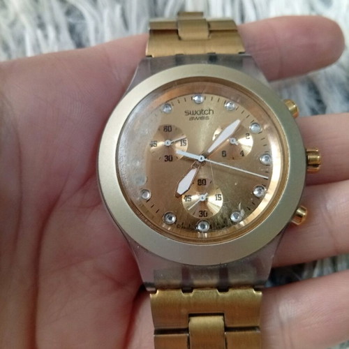 Swatch women's watch used, gold with dial imperfection