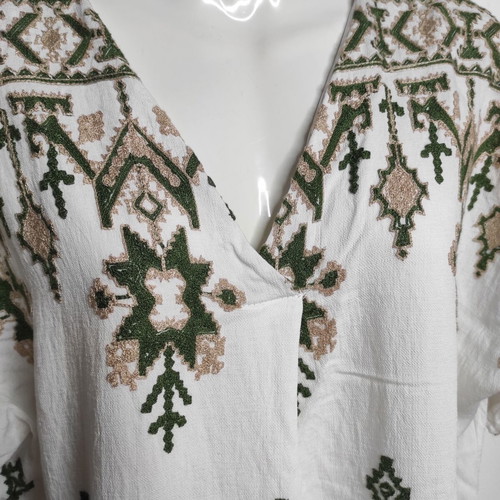 Boho maxi dress with embroidery, one size, like new