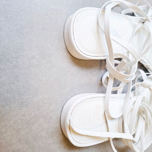 Mango white genuine leather strappy sandals size 38