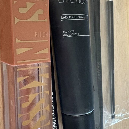Cosmetics set new, 5 pieces including Maybelline blush and Essence eyeliner