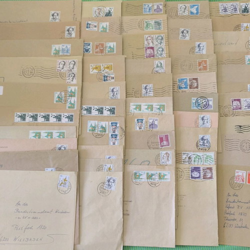 Collectible envelopes used, pack of 50 brown traveled