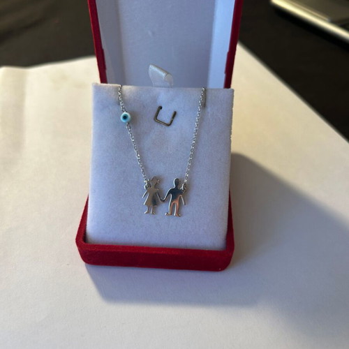 Silver talisman necklace with eye charm like new