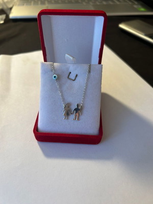 Silver talisman necklace with eye charm like new