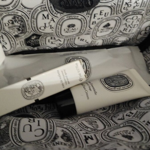 Diptyque Perfume Set new with leather bag and skincare cream