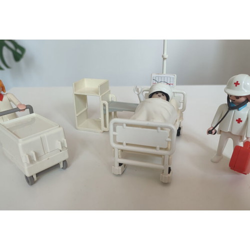 Playmobil hospital room set used with patient, nurse and doctor