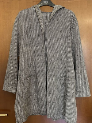 Dante hooded coat, grey herringbone, size M