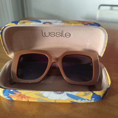 Lussile sunglasses like new, beige and brown with gold detail