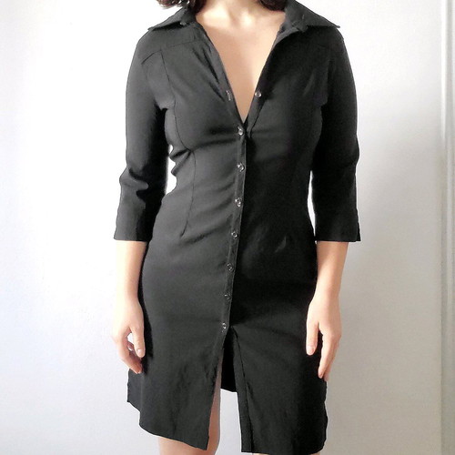 Pimkie vintage y2k office siren coquette mini shirt dress like new, black