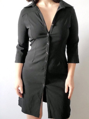 Pimkie vintage y2k office siren coquette mini shirt dress σαν καινούργιο, μαύρο