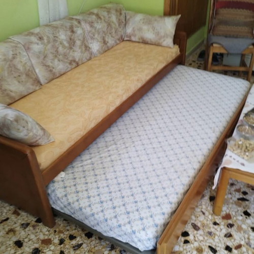 Sofa bed with solid wood frame, double bed with mattresses