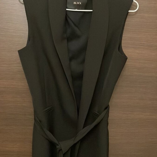 Lynne black sleeveless vest with fabric belt, size 40
