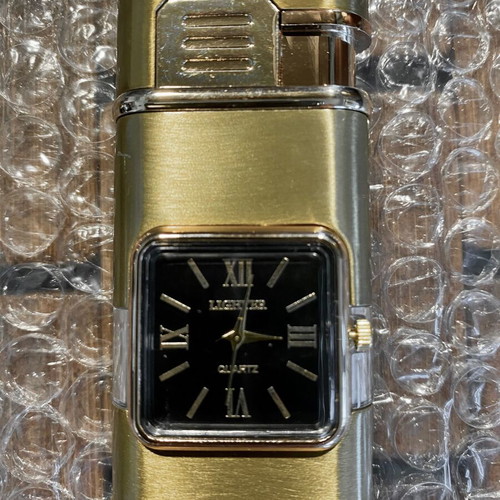 Gas Windproof Lighter with Quartz Clock new