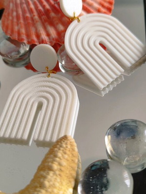 White Drop Earrings Stud Style New