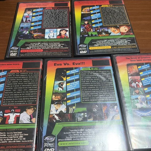 Neon Genesis Evangelion DVD singles set like new, 5 volumes