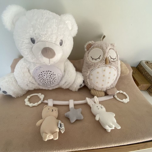 Baby plush toys with white noise projector and stroller toy