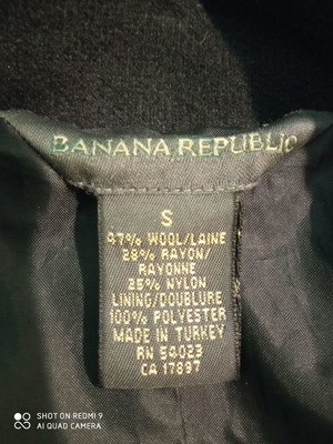 Παλτό Banana Republic γυναικείο μεταχειρισμένο, no S, μαύρο