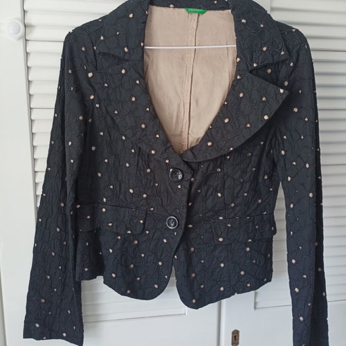 Benetton vintage summer jacket black and beige like new
