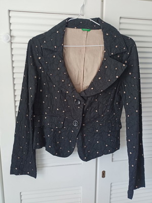 Benetton vintage μαύρο και μπεζ σακάκι σαν καινούργιο