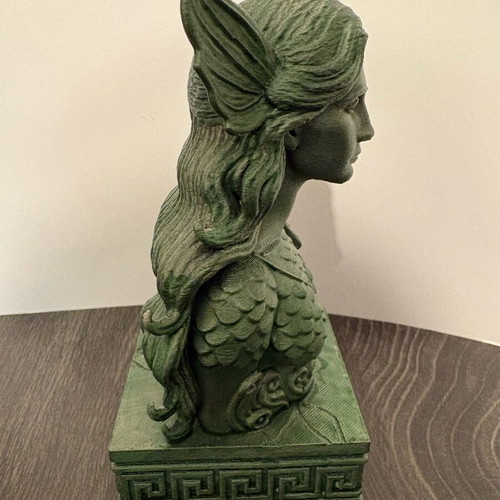 Mermaid Bust 15cm new with patina decorative statue