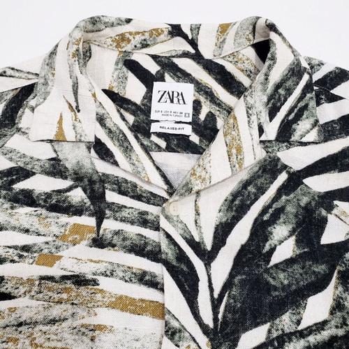 Zara men's short sleeve shirt palm leaf print like new, size S-M